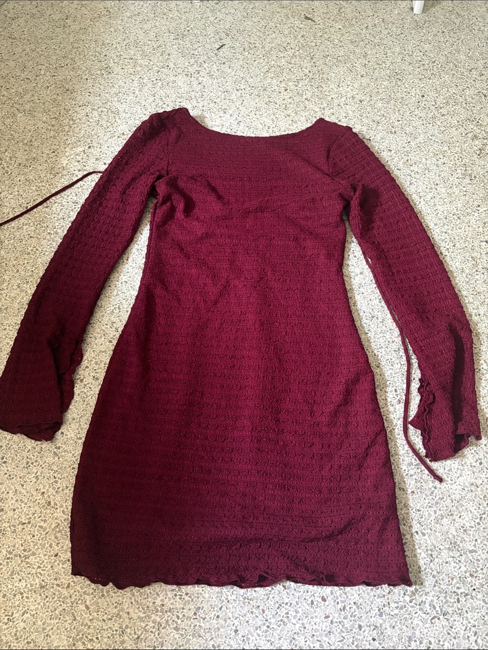 wild fable Long Sleeve Burgundy Knit Scoop Neck Dress